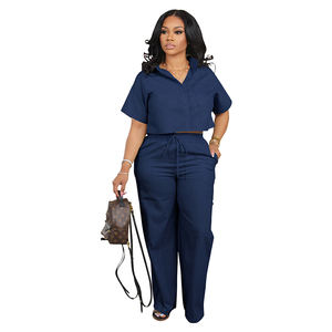 PASUXI da <span class=keywords><strong>donna</strong></span> in due pezzi Set estivo a maniche corte da ufficio Casual da ufficio a maniche corte <span class=keywords><strong>pantaloni</strong></span> Casual da ufficio - Product Image 3