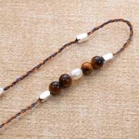 Collier et bracelet en corde tressée avec perles en œil de tigre et laiton, faits à la main, pour femmes, bijoux vintage à porter au quotidien