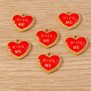Weny, 10 piezas por paquete, nuevo accesorio en forma de corazón, colgante de pulsera romántico <span class=keywords><strong>KISSME</strong></span> con forma de corazón - Product Image 1