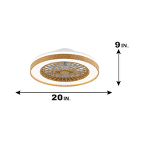 Ventilateur de plafond moderne avec lumière pour chambre à coucher, ventilateur de plafond intelligent blanc de 20 pouces avec lumière LED et télécommande