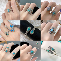 Bague en Argent Sterling 925 au Design Classique avec Pierre de Turquoise Naturelle Style Rétro pour Femme, Cadeau de Fête