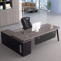 Set Scrivania Direzionale LBZ-124X, Scrivania di Lusso per Manager con Struttura a L, Design Moderno Minimalista in PVC
