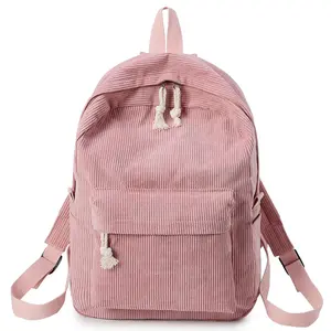 Style de mode tissu doux filles école sac à dos couleur unie adolescents décontracté quotidien Pack velours côtelé sac à dos