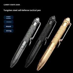 Bút chiến thuật cấp công nghiệp chống nước IPX5, đầu thép vonfram HF, tay cầm chữ <span class=keywords><strong>D</strong></span>, màu đen, <span class=keywords><strong>d</strong></span>ùng để sinh tồn ngoài trời, phá kính - Product Image 4