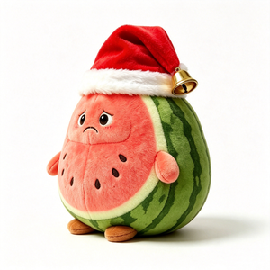Customize Watermelon stuffed <b>animal</b>, Cute watermelon plushier, Holiday watermelon toy, Santa <b>hat</b> watermelon plush - Product Image 4