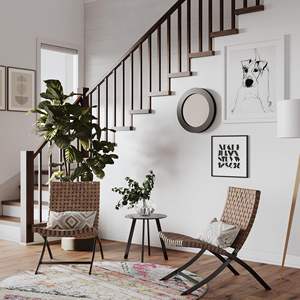 AJUNION Chaises de patio en osier tissé à la main en résine Ensemble de meubles de balcon pliables Sièges de <span class=keywords><strong>salon</strong></span> d'extérieur et table d'appoint - Product Image 5