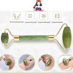 Meilleur outil de beauté du visage naturel vert Massage pierre de Jade prix rouleau masseur de visage mince