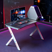 Escritorio Gamer de Madera, Moderno, con Superficie de Metal Negro, Mesa para Computadora
