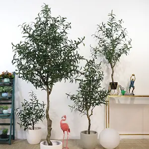 Superior al por mayor-decoración Interior decoración Artificial rama de olivo plantas en macetas