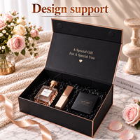 Boîte cadeau magnétique pliable en carton rose gold personnalisable, emballage de luxe, fermeture magnétique, boîtes noires