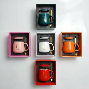 Premium Ceramic Coffee Mug <b>Gift</b> Set with Lid Spoon Custom Logo Mug Set for Wedding Mother's Day Valentine's Day <b>Gifts</b> - Product Image 2