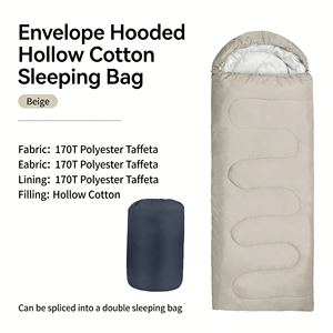 Sac de couchage enveloppant pour adultes unisexe en tissu polyester avec rembourrage en coton creux, longueur extra longue, coupe-vent, chaud, pour la saison de camping - Product Image 4