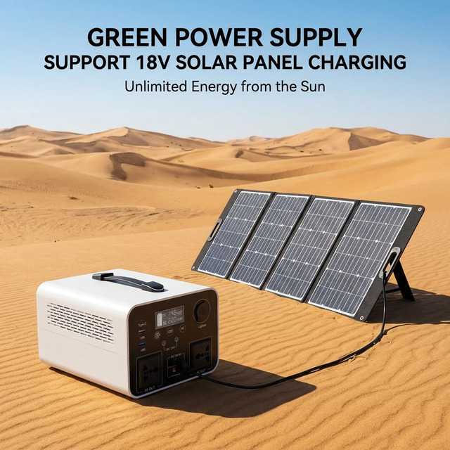 Solar Generator 1000W LiFePO4 Portable Power Station Pure Sine Wave 220V AC Emergency Backup Home Off-Grid Outdoor Camping USB-C