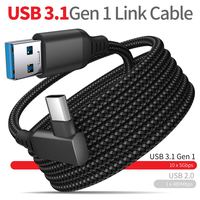Câble VR 3m 5m 6m 16 pieds 90 degrés Coude Angle droit 5 Gbps Gen1 3.2 USB Type A vers Type C pour Oculus Quest 1 2 Câble de liaison VR