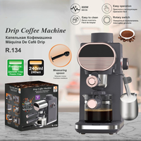 Cafetières électriques à filtre 800W, pression 5 bars, machine à café domestique avec mousseur à lait vapeur pour le préparation du café, des lattes et des cappuccinos