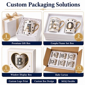 26 - Letter <strong>Monogram</strong> Ceramic <strong>Mugs</strong> Porcelain Drinkware with Gold - Accented Alphabet Prints Elegant Personalized Gifts - Product Image 5