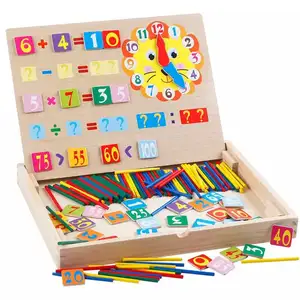 תכליתי חשבון צעצועי עץ מגנטי בלוק פאזל מתמטיקה צעצוע ילדי ילדי מתנת שעון מעורר דוגמנות