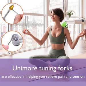 Ensemble de diapasons de qualité médicale 128Hz 136Hz 256Hz 384Hz pieds d'activateur de gemme pour la thérapie par le son de méditation de yoga comprend une boîte-cadeau - Product Image 3