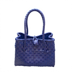 Sac fourre-tout en plastique tissé fait main, écologique, imperméable, pour le marché, les courses, sac à main personnalisé, panier de plage d'été pour femmes - Product Image 2