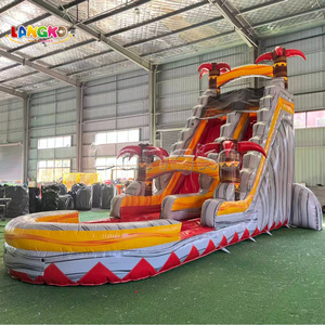 Tobogán Acuático Inflable Rojo Comercial con Piscina, <span class=keywords><strong>Parque</strong></span> Acuático Inflable con Temática de Volcán/Fuego para Niños y Adultos - Product Image 3