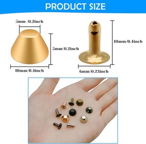 Pcs Round Studs Metal <b>Purse</b> Feet Nailhead Metal Cone Screw Back Rivets Flat Head Stud For <b>Purse</b> Handbag Spike Flat Buckle Button - Product Image 3