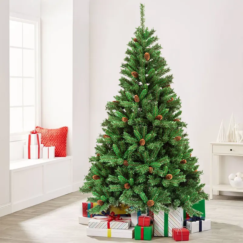 暖かいLEDライト付きの新しい豪華なPvc人工クリスマスツリー自動ツリーアーボルデナビダッド