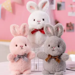 Promotion Wholesale 8 inches Cute Small Grey White Pink Rabbit Stuffed Animals Plush Easter Bunny Toys