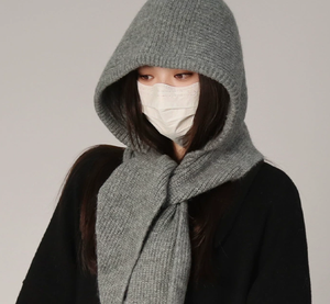 Cagoule chaude <span class=keywords><strong>tricot</strong></span>ée pour <span class=keywords><strong>femme</strong></span>, bonnet d'hiver, cache-cou, écharpe annulaire, cagoule de cyclisme, foulard de sport pour l'extérieur - Product Image 6