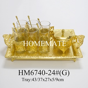 Arabia Saudita <span class=keywords><strong>Turco</strong></span> Struttura In Metallo di Caffè di Vetro Tazza di Tè Set con Lo Zucchero Vassoio Pentola - Product Image 2