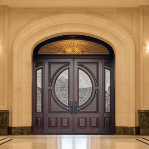 Entrée principale extérieure en bois massif moderne, imperméable, insonorisée, design arqué, entrée double arche extérieure personnalisée - Product Image 3