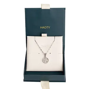 Logotipo personalizado cartón rígido collar anillo almacenamiento embalaje regalo joyeros alta calidad al por mayor joyero de lujo