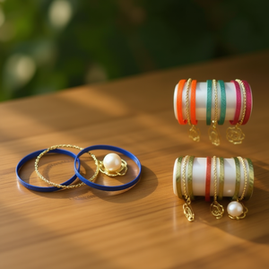 Bracelets métalliques colorés Linda Fashion avec un design de fleurs en perles, plaqués or, bijoux pour femmes, à porter tous les jours - Product Image 2