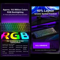 Clavier de jeu sans fil AULA MINI60 HE Pro à 61 touches avec interrupteurs magnétiques à effet Hall RGB, clavier mécanique