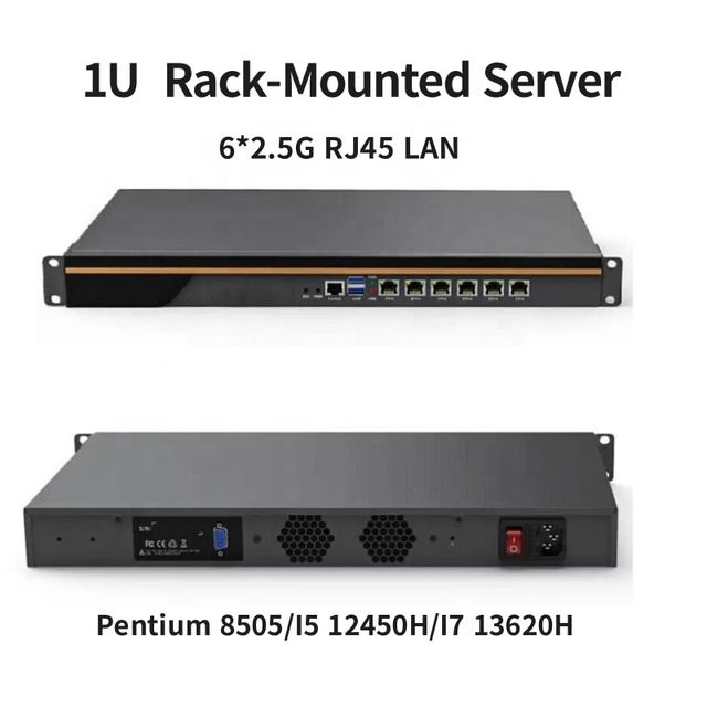 1U Rackmount Server I5 12450H I7 13620H 6x2 5G Intel I226 2/4x 10G SFP 4G 5G WIFI Firewall PfSense ROS Enterprise Network Server