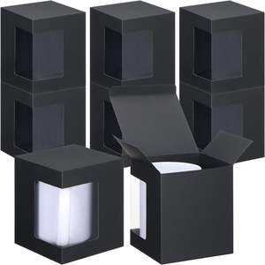 Custom Coffee Mug Gift Cardboard Boxes and Packaging Black Gift Box clear Window <strong>Christmas</strong> Gift Boxes for Mug - Product Image 1