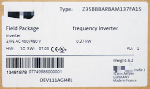 عبوة أصلية من Plc 35bbbarbam137fa1s 037kW HW <span class=keywords><strong>1G</strong></span> SW SW Inverter - Product Image 3
