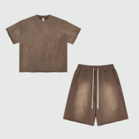 Ensemble de survêtement effiloché survêtement uni pour hommes personnalisé ensemble de short de 2 pièces pour hommes faites votre propre survêtement