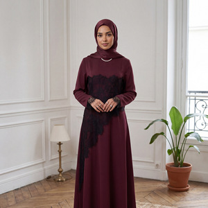 Abaya Nida Súper Suave con Encaje y Parches, Talla Grande, Vestido Musulmán Elegante, Kaftán Dubai, Ropa Islámica Turca para Mujer, Nuevo Modelo de Lujo 2026 - Product Image 2