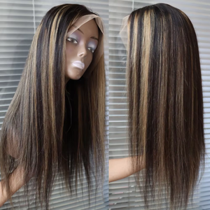 Perruque Lace Frontal Closure 13x4 en Cheveux Humains Remy Vierges Bruts, avec Balayage 1B et Mèches <span class=keywords><strong>Grises</strong></span> Piano, Dentelle Transparente, Perruque Grise - Product Image 4