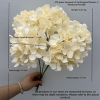 Bunga Hydrangea Buatan 270 Kelopak 5 Cabang Buket Bunga Palsu untuk Dekorasi Pernikahan Hiasan Langit-langit