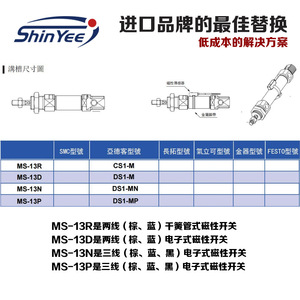 Sensor de interruptor magnético ShinYee MS-13R con cable de 1 m para aplicaciones en cilindros - Product Image 5