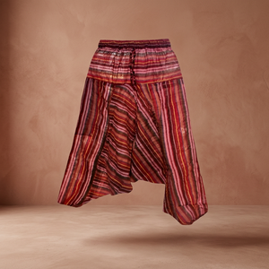Pantalon cargo RAWAT HANDICRAFTS en laine indienne pour streetwear – 100 % coton, taille élastique, plissé devant, longueur mollet - Product Image 1