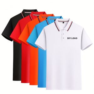 เสื้อโปโลกอล์ฟผู้ชาย ผ้าฝ้ายผสมโพลีเอสเตอร์ สีขาวดำล้วน แบบเรียบ  ปักลาย พิมพ์ลาย ออกแบบเองได้ - Product Image 4