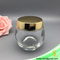 Bocaux cosmétiques en verre de 150ml bouteilles de pot pour crème de maquillage masque facial pot de lotion conteneur 150g avec couvercle en or dôme