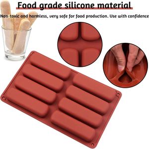 8-Cavity Non-Stick Silicone Food Grade <b>Mold</b> Reusable Sustainable for Making Finger Biscuits Granola Chocolate Bars <b>Cake</b> Tools - Product Image 3