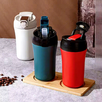 Tasses à café isothermes en acier inoxydable de 14 oz avec couvercle 2-en-1 anti-fuite, mugs à thé thermiques à double paroi avec paille pour boissons chaudes et froides