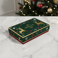 Kotak Kertas Lipat Natal Portabel Custom dengan Embossing dan Laminasi Matt untuk Kemasan Hadiah Kosmetik, Perawatan Kulit, dan Makeup (Kotak Rigid)
