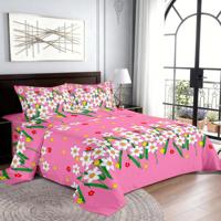 Ensemble de draps imprimés LILIANA, drap et 2 taies d'oreiller, polyester et coton, séchage rapide, durable, couleurs résistantes, literie