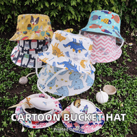 Chapeau Bob Unisexe pour Enfants, Imprimé Animaux de Dessin Animé, Décontracté, pour Voyage, 4 Tailles, Protection Solaire - Vente en Gros, Sélection Transfrontalière