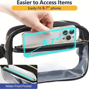 Sac bandoulière transparent en PVC, imperméable, pour sports de plein air, durable, loisirs, messager, fermeture éclair - Product Image 2